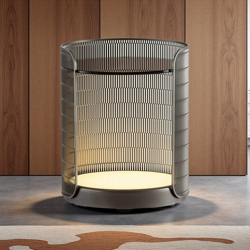 Lampada da Terra con Comodino Integrato - Design Moderno e Funzionale per Camera da Letto e Soggiorno