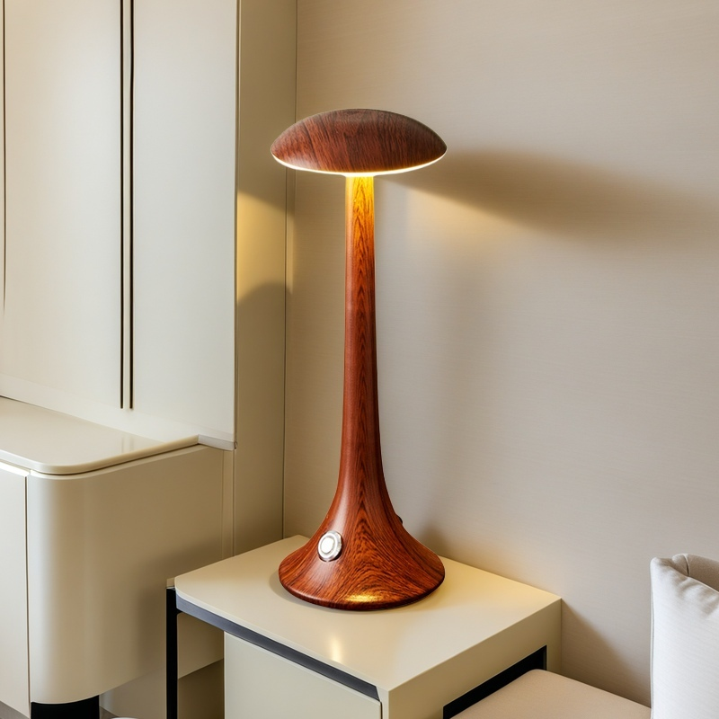 Lampada da Tavolo con Venature Legno - Eleganza e Protezione per gli Occhi
