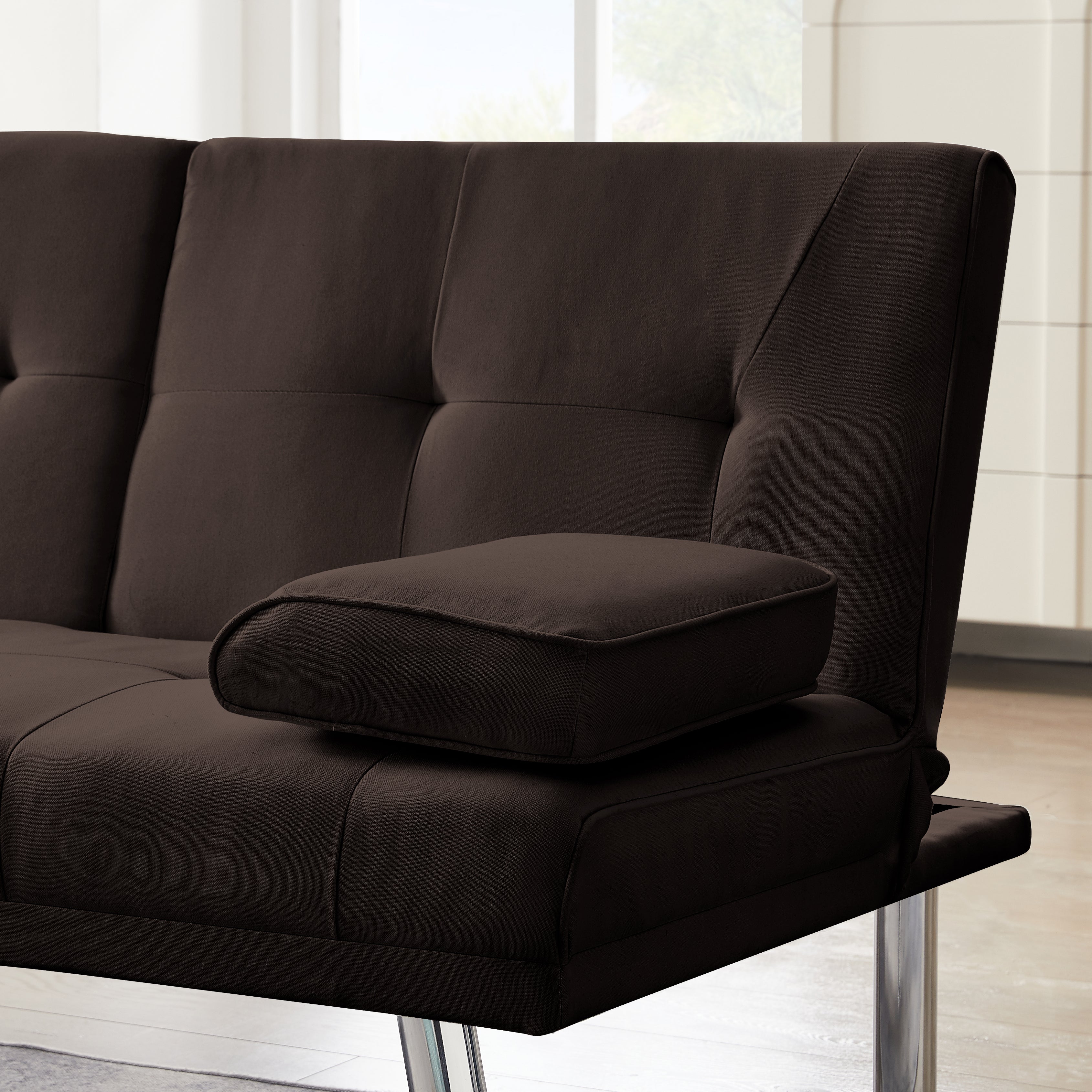 Sofisticato Comfort Convertibile: Divano Letto Futon Pieghevole in Tessuto Lino al 100%