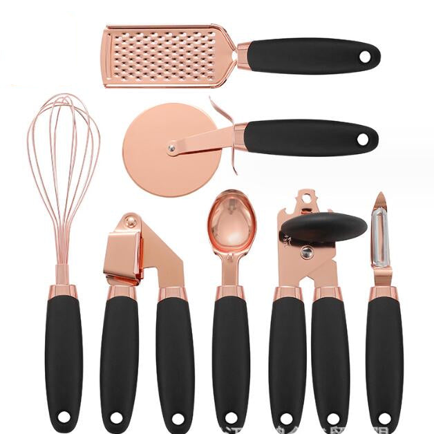 Set Utensili da Cucina in Acciaio Inossidabile Placcato Rame: Eleganza Funzionale nella tua Cucina