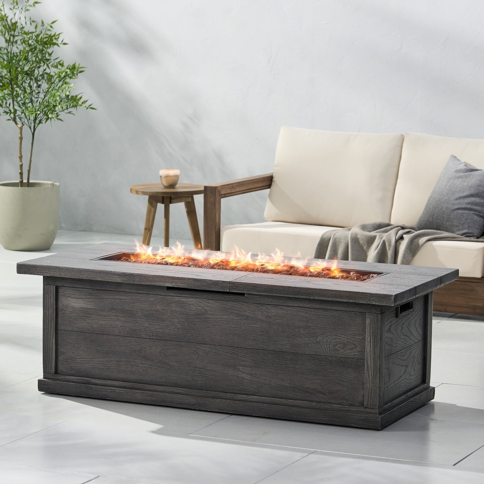 Tavolo Fuoco Rettangolare per Esterni - Eleganza e Calore per il Tuo Giardino