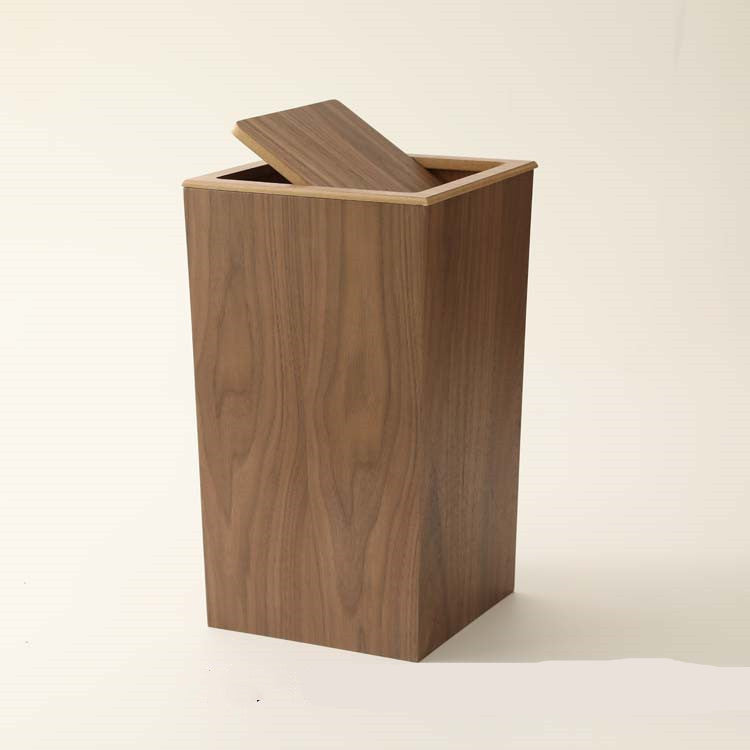 Eleganza Funzionale: Cestino con Coperchio a Scatto in Legno