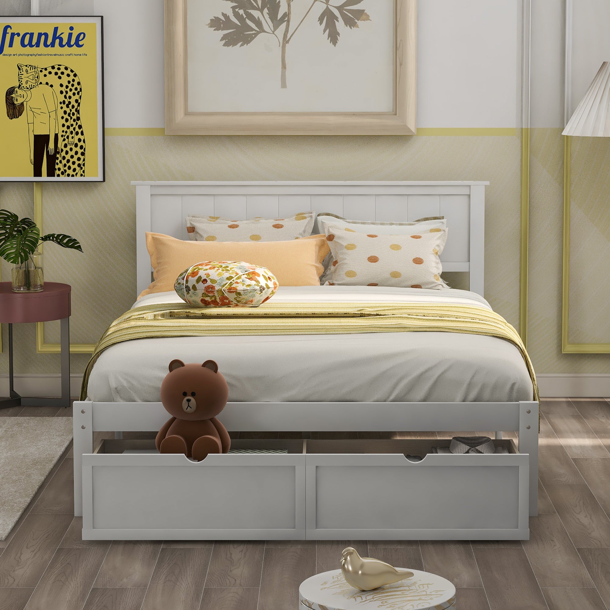 "Sonno di Lusso, Spazio di Archiviazione Illimitato: Il Letto Platform Full Size con Cassetti Integrati!"