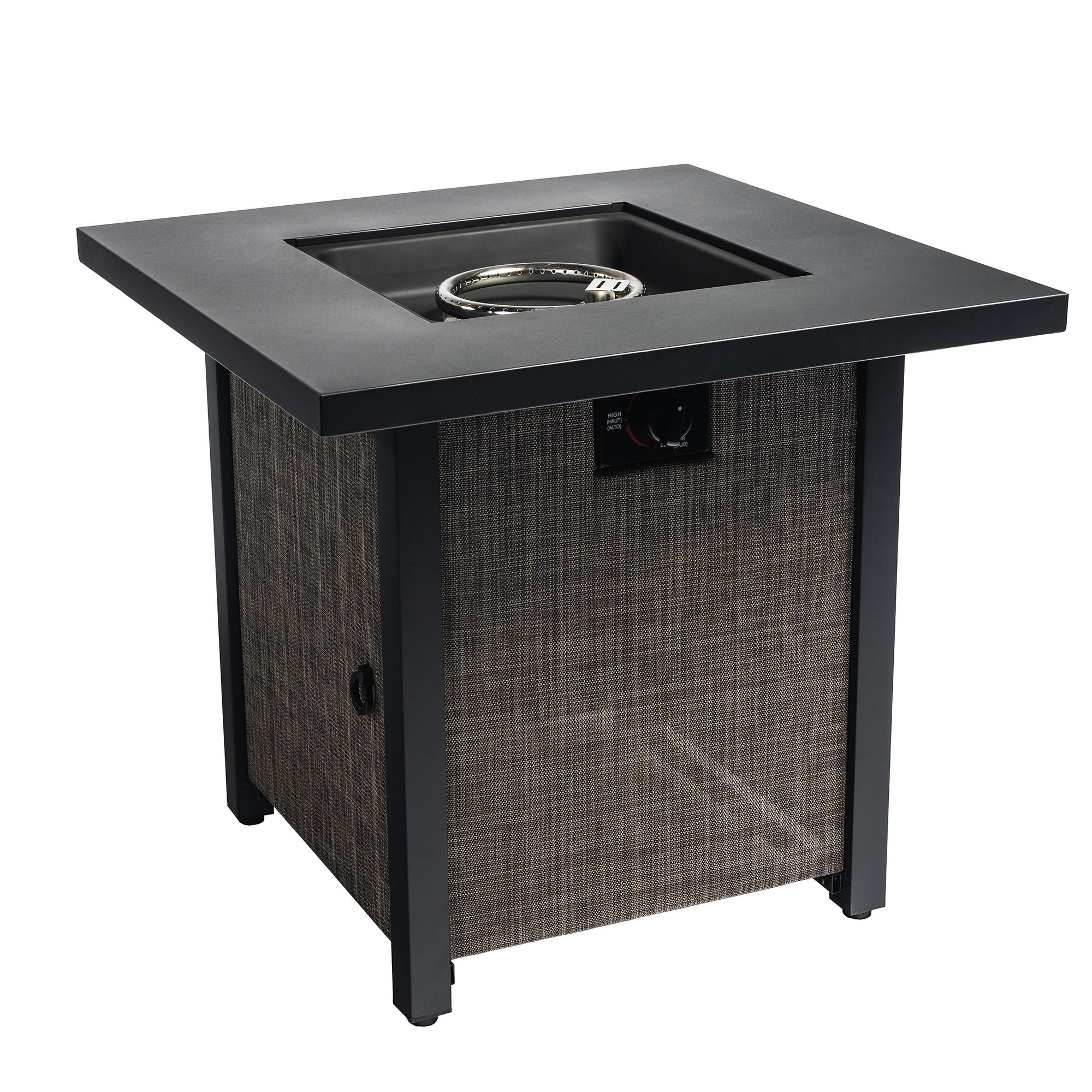 Tabletop Flames: Tavolo Quadrato da 40000BTU con Lato in Textilene e Accenti in Acciaio