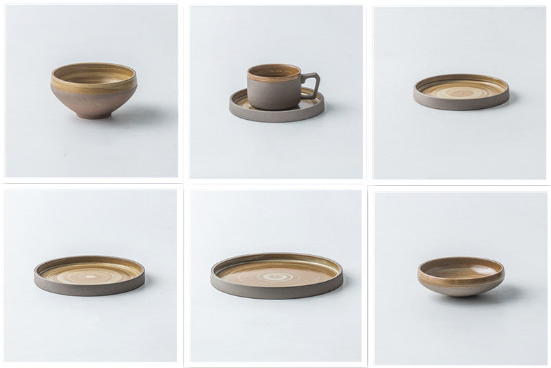 Servizio di Piatti in Ceramica Retrò - Eleganza Semplice per la Tavola