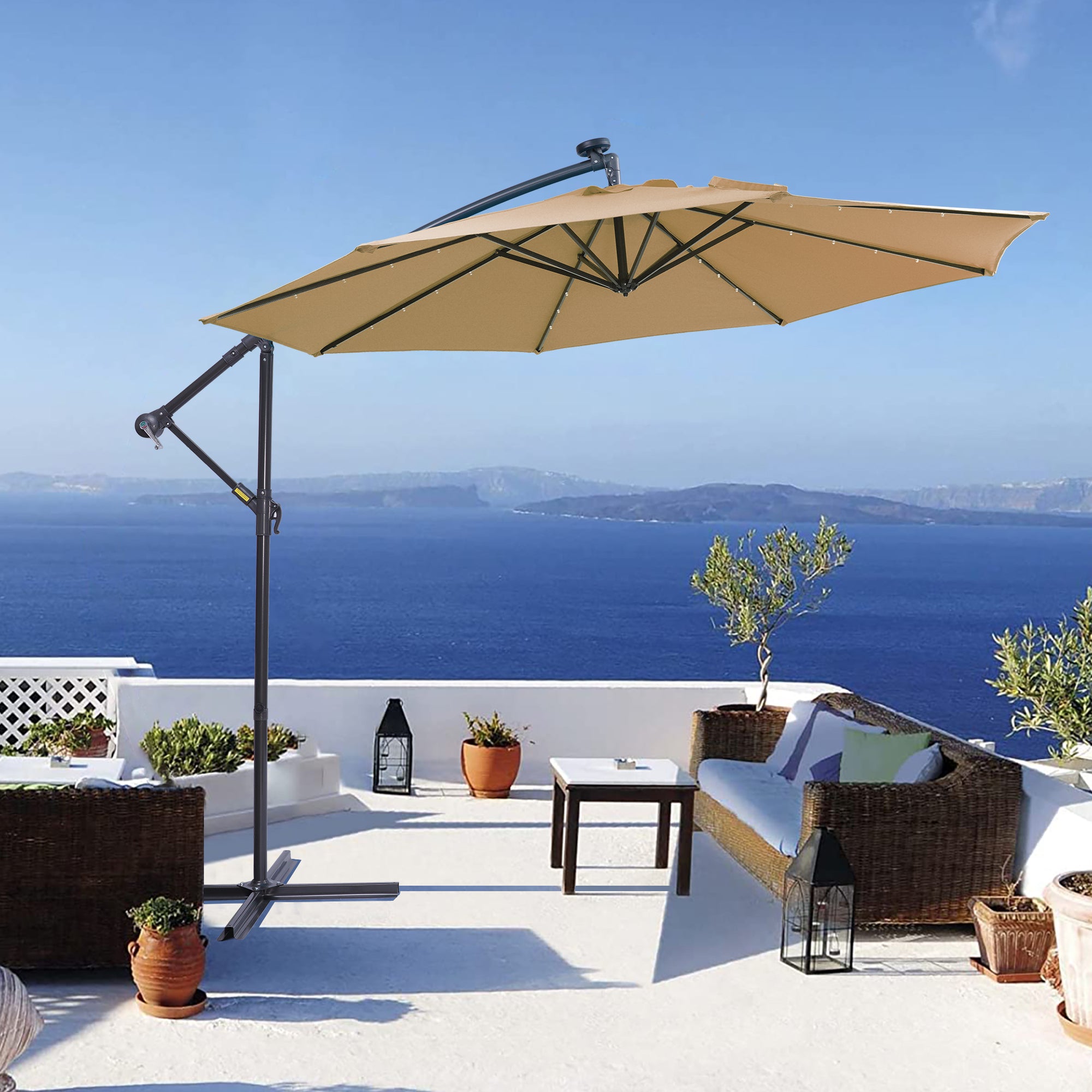 Ombrellone da Patio Solare con LED - Eleganza e Funzionalità per il Tuo Spazio Esterno
