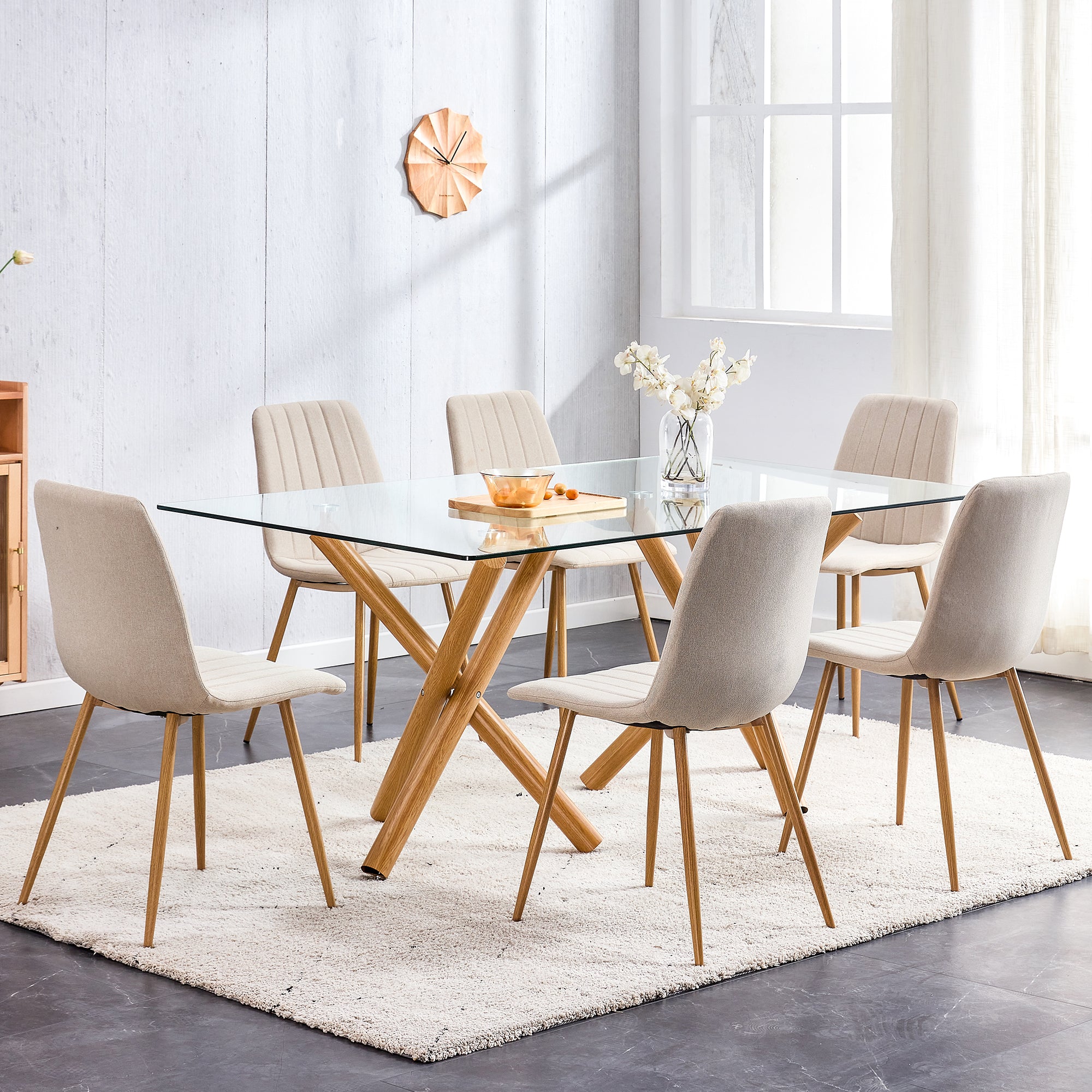 Tavolo da Pranzo in Vetro Rettangolare Moderno e Minimalista per 6-8 Persone