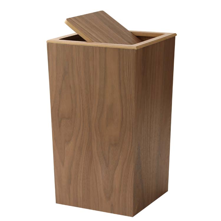 Eleganza Funzionale: Cestino con Coperchio a Scatto in Legno
