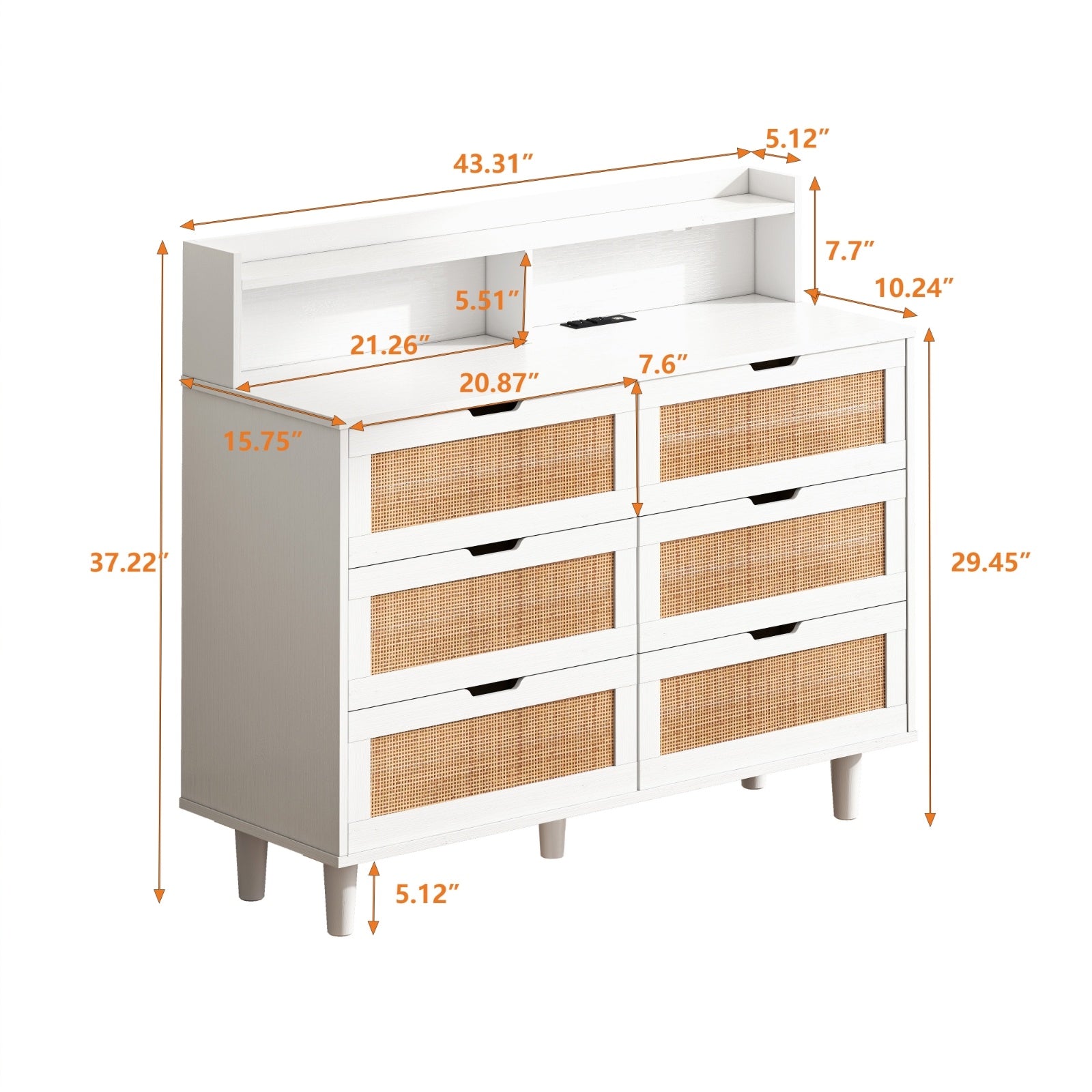 Armadio Portaoggetti in Rattano con Presa LED - Eleganza Naturale e Funzionalità