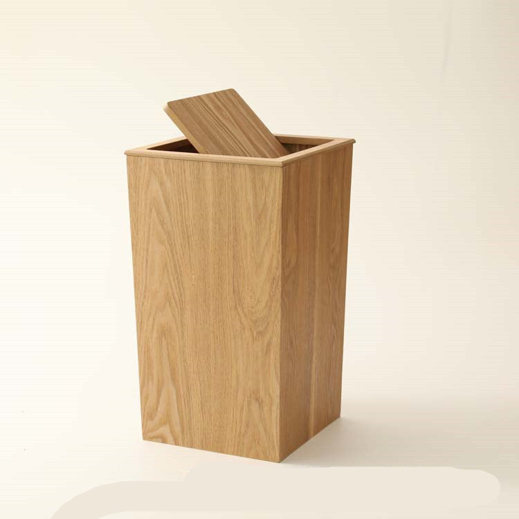 Eleganza Funzionale: Cestino con Coperchio a Scatto in Legno