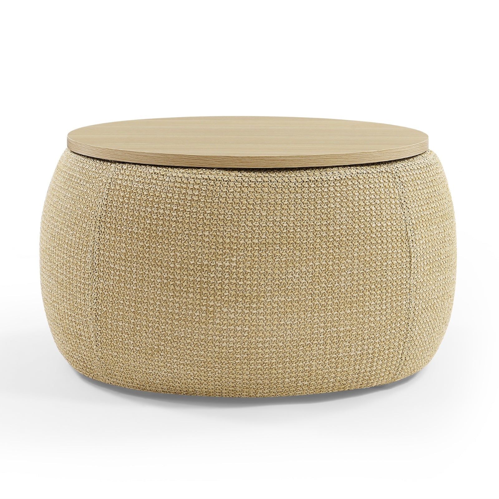 Pouf Tavolino 2-in-1 con Contenitore - Design Multifunzionale e Naturale