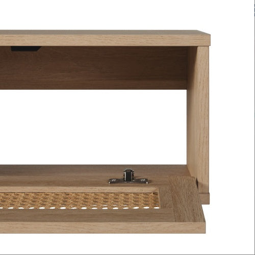 Mobile Porta TV Moderno con Ante in Rattan - Eleganza Fluttuante per Televisori fino a 65 Pollici