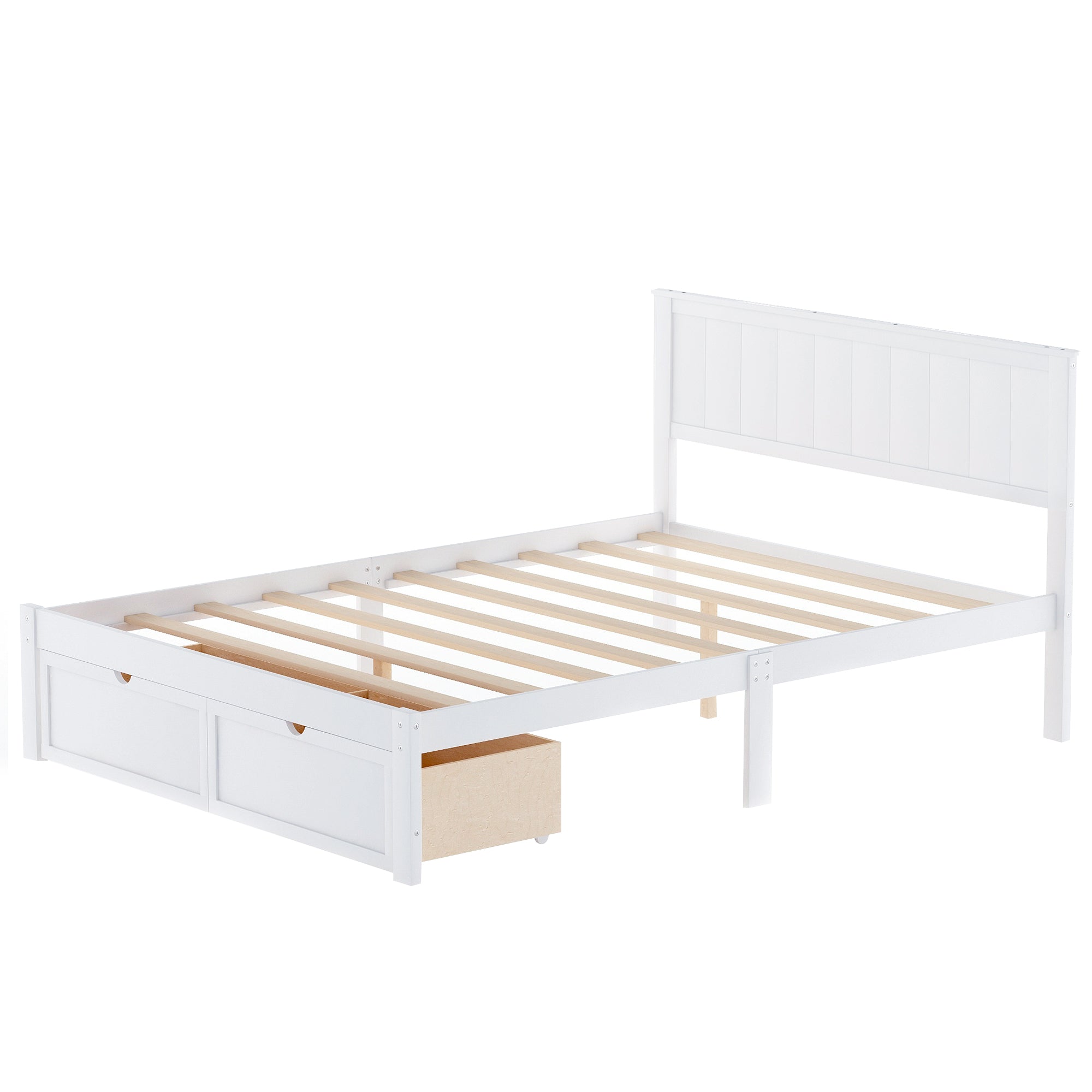 "Sonno di Lusso, Spazio di Archiviazione Illimitato: Il Letto Platform Full Size con Cassetti Integrati!"