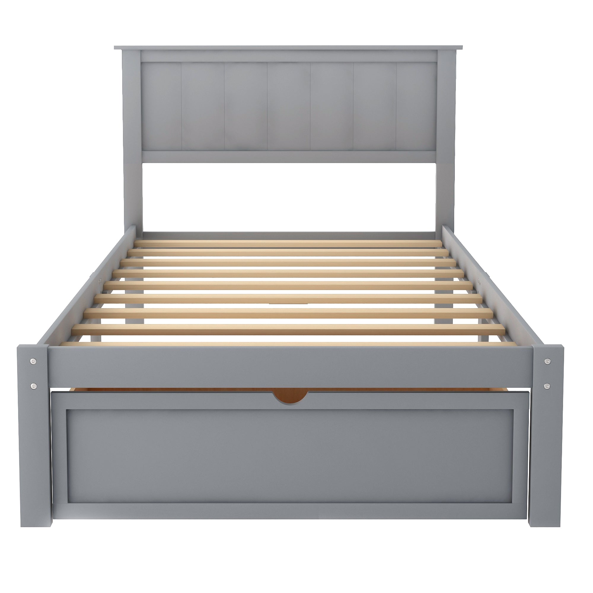 "Semplicità e Funzionalità: Letto Singolo con Cassetto Sottostante Grigio"