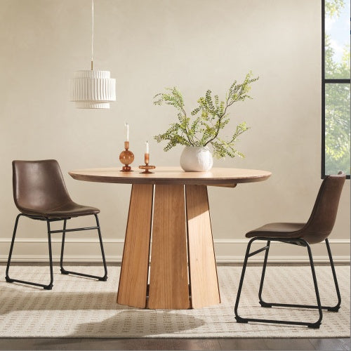 Eleganza Moderna con Tavolo da Pranzo Rotondo in Legno Massello