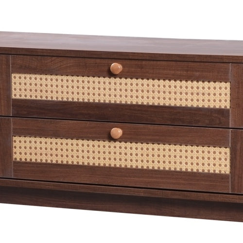 Mobile Porta TV in Rattan - Eleganza Rustica per Televisori fino a 75 Pollici