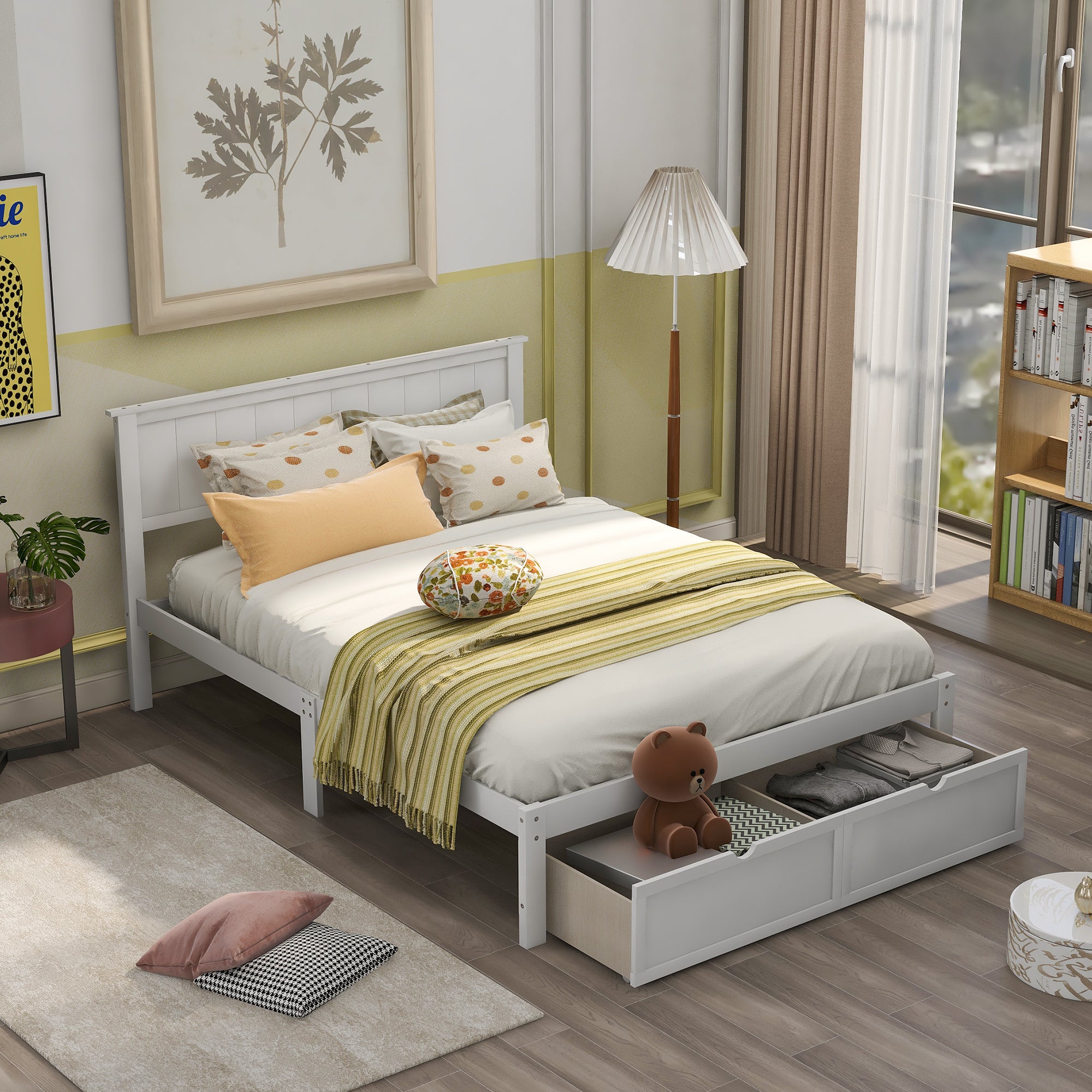 "Sonno di Lusso, Spazio di Archiviazione Illimitato: Il Letto Platform Full Size con Cassetti Integrati!"