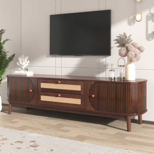 Mobile Porta TV in Rattan - Eleganza Rustica per Televisori fino a 75 Pollici