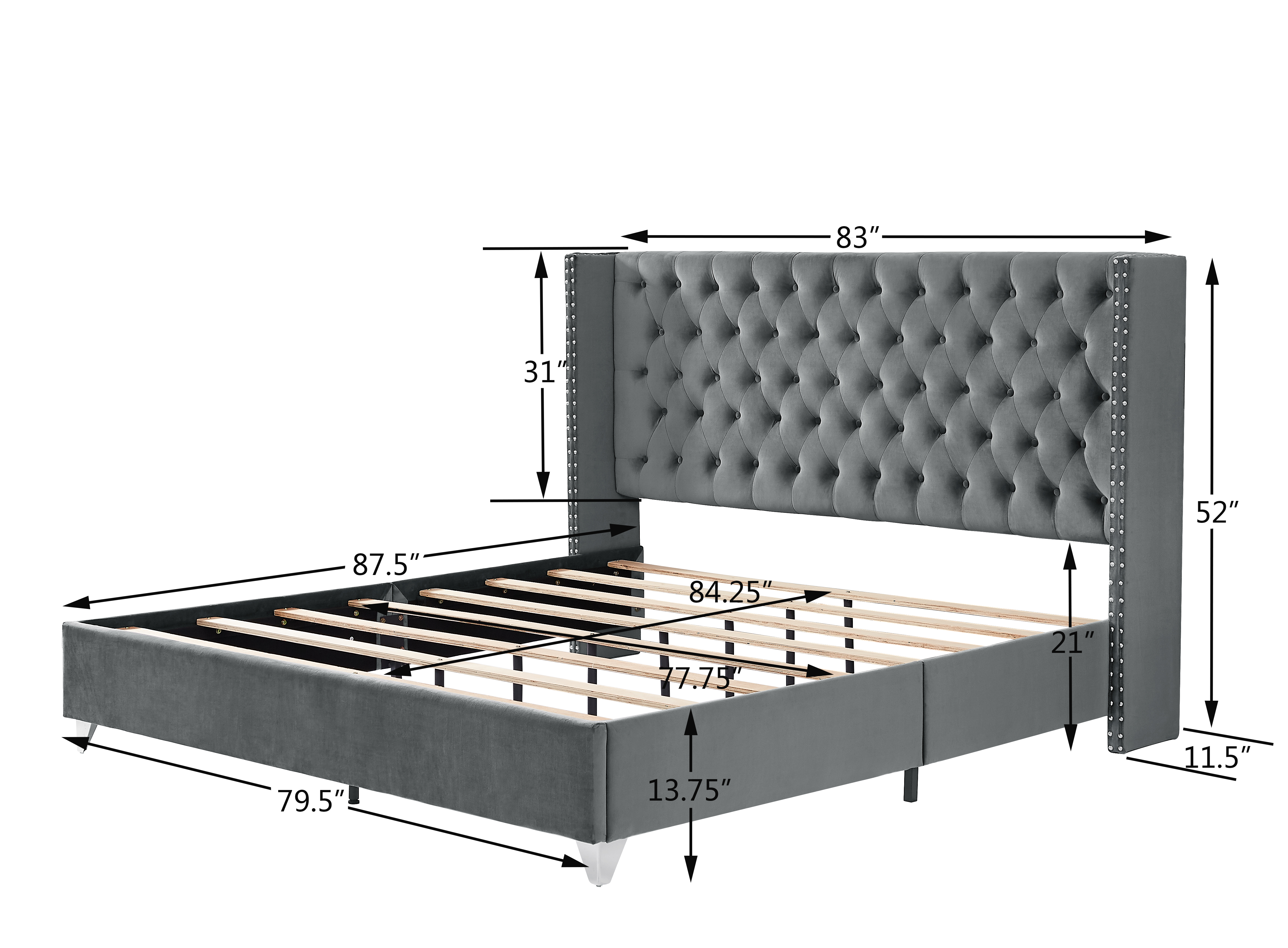 Reale Eleganza: Letto King B100S con Comodino e Testiera Imbottita dal Design Esclusivo