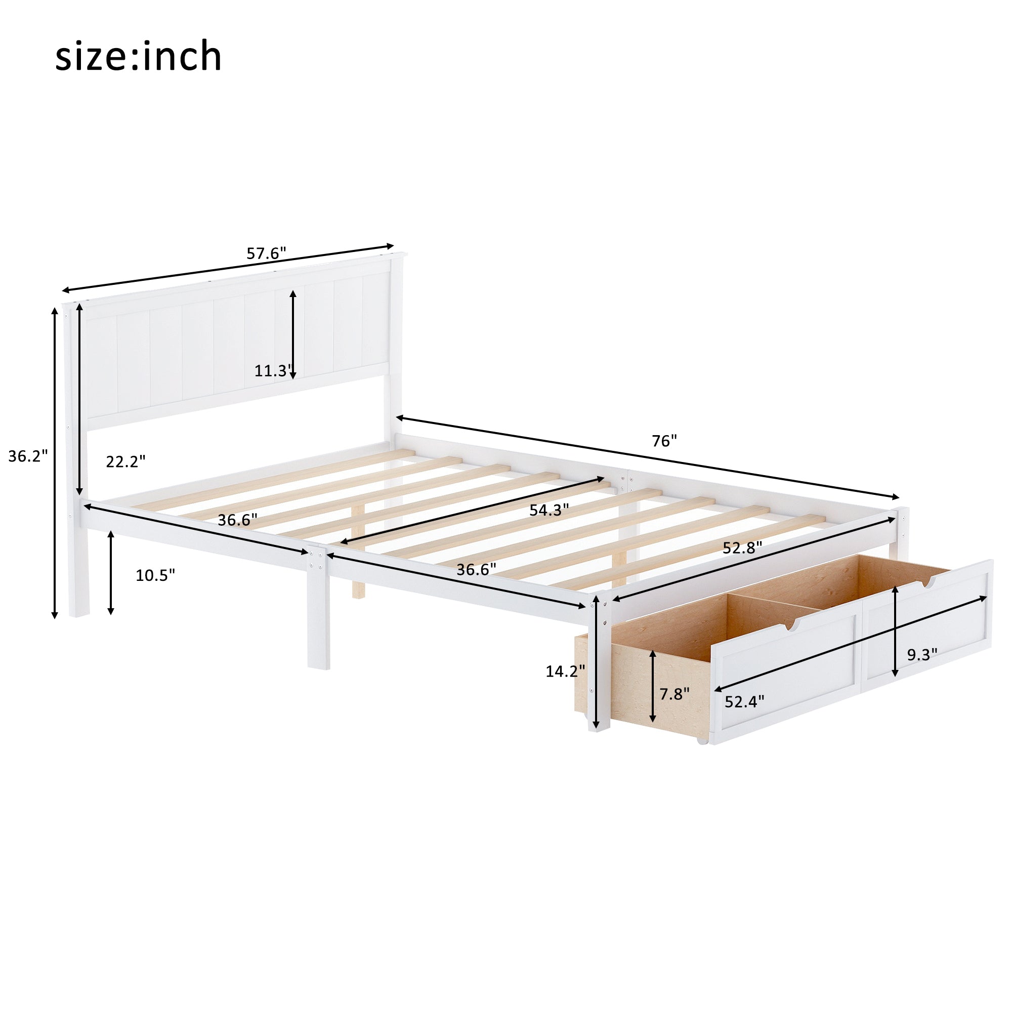 "Sonno di Lusso, Spazio di Archiviazione Illimitato: Il Letto Platform Full Size con Cassetti Integrati!"