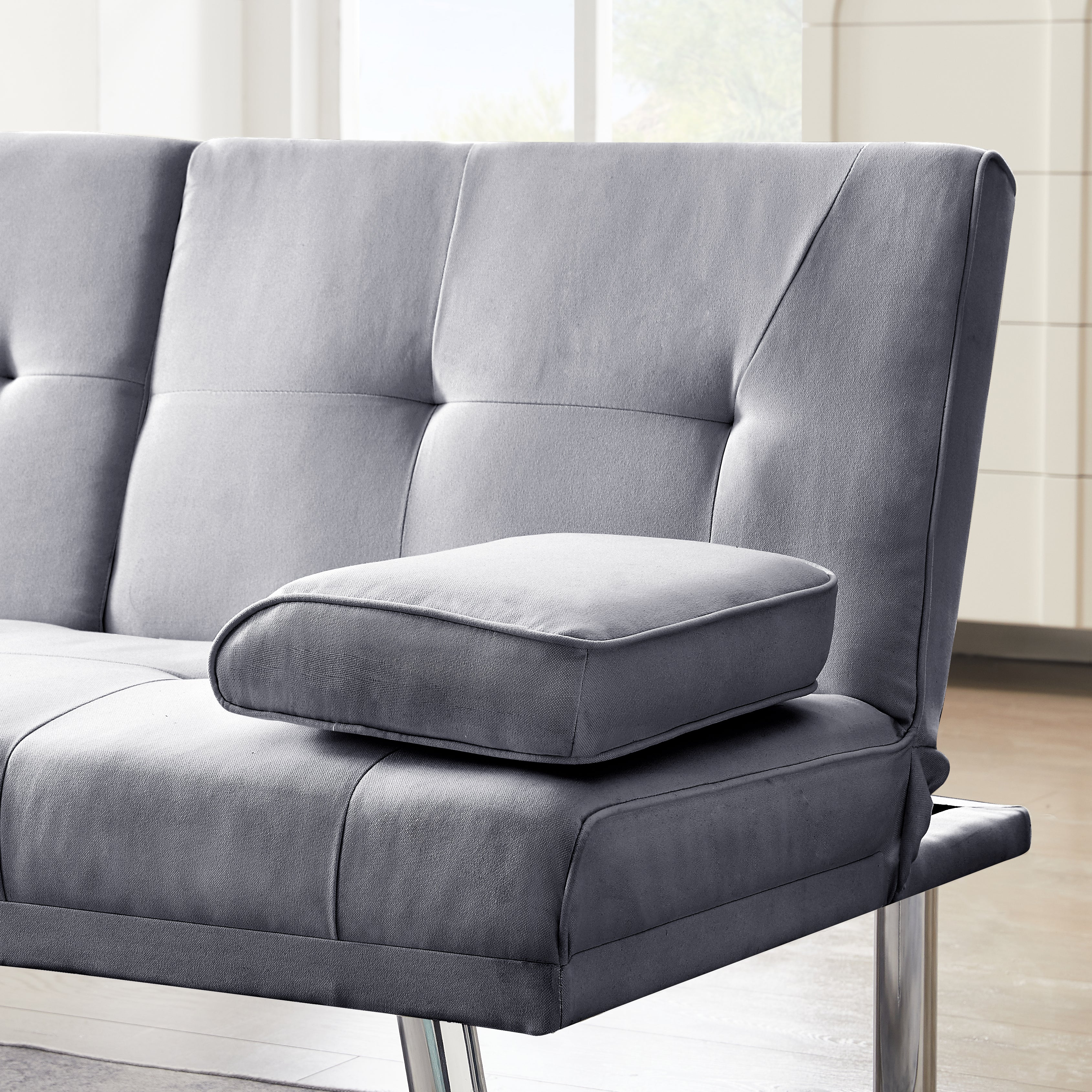 Sofisticato Comfort Convertibile: Divano Letto Futon Pieghevole in Tessuto Lino al 100%