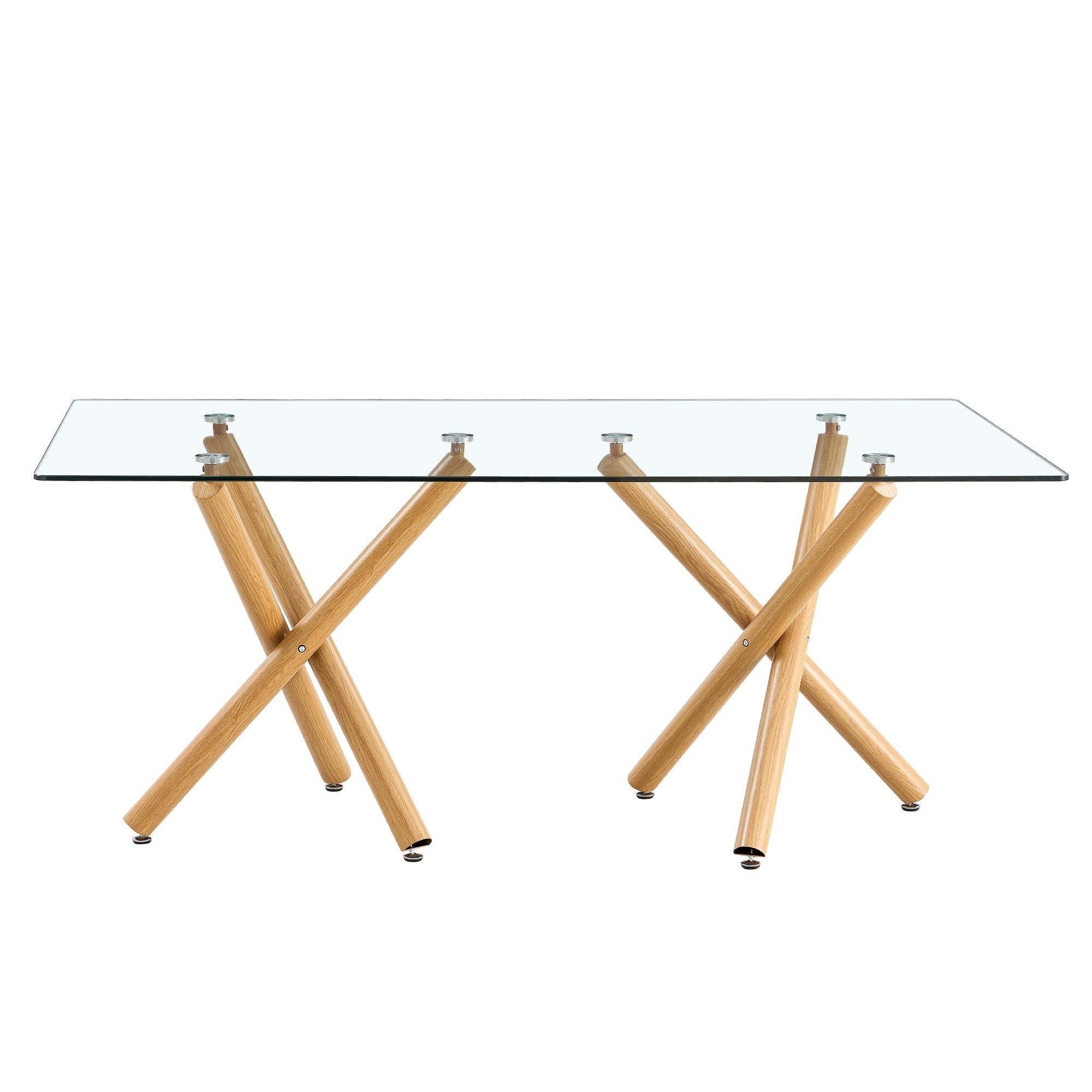 Tavolo da Pranzo in Vetro Rettangolare Moderno e Minimalista per 6-8 Persone