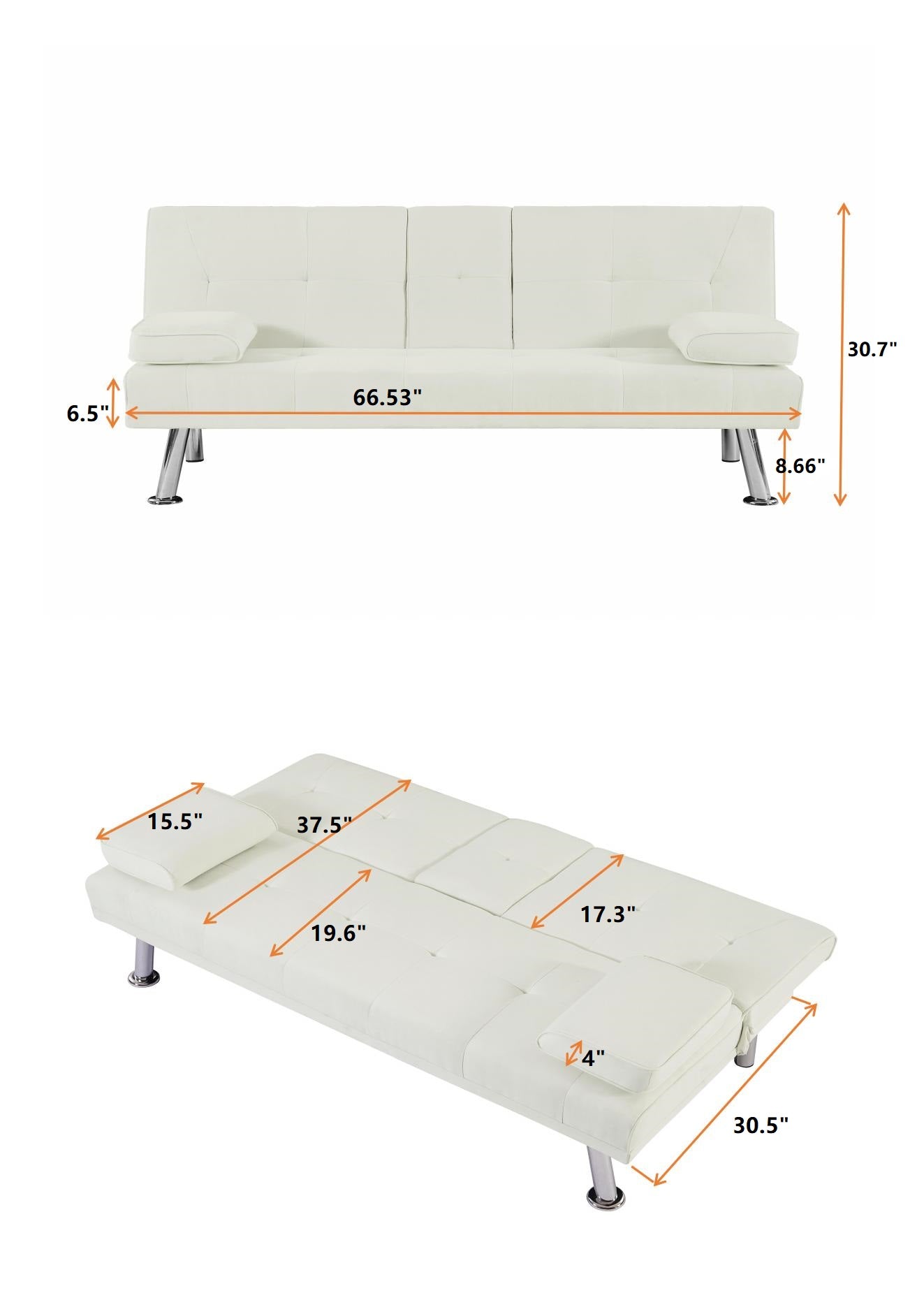Sofisticato Comfort Convertibile: Divano Letto Futon Pieghevole in Tessuto Lino al 100%