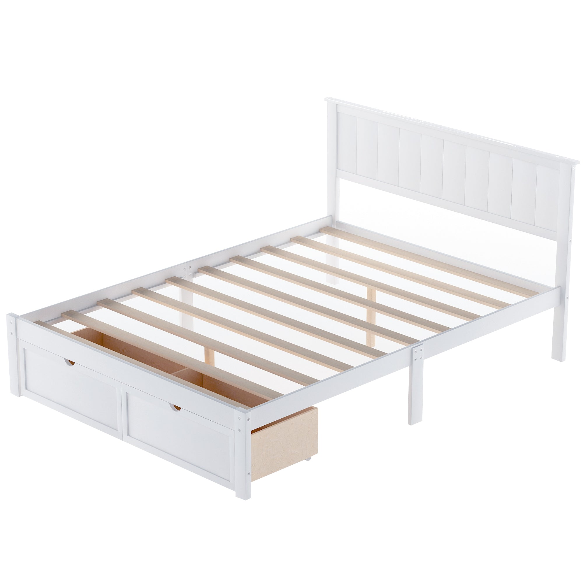 "Sonno di Lusso, Spazio di Archiviazione Illimitato: Il Letto Platform Full Size con Cassetti Integrati!"