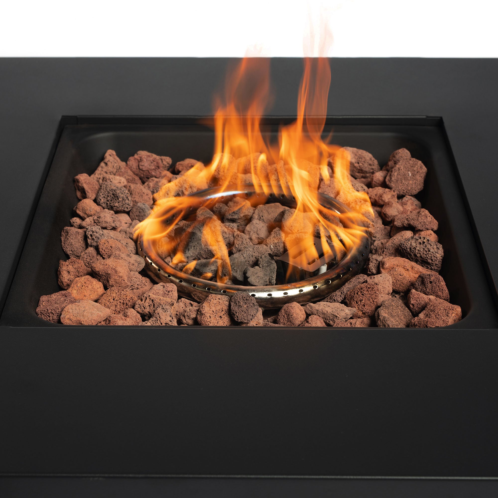 Tabletop Flames: Tavolo Quadrato da 40000BTU con Lato in Textilene e Accenti in Acciaio