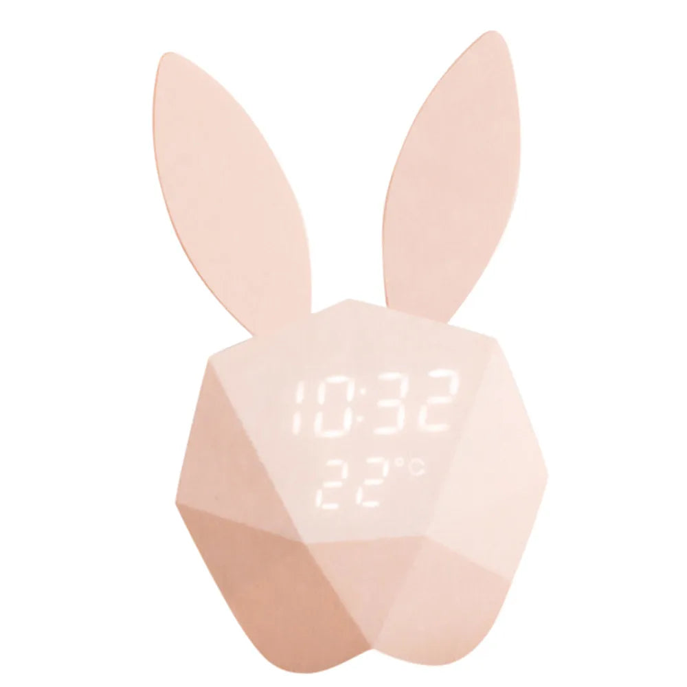 "BunnyTime™ - Sveglia Digitale a Forma di Coniglietto con Luci LED e Controllo Vocale"