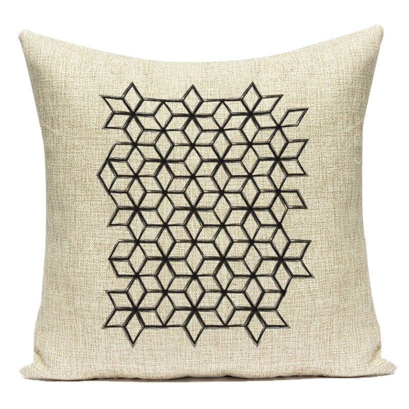 Federa Decorativa a Motivo Geometrico Bianco e Nero - Stile Moderno per Divano, Letto e Auto