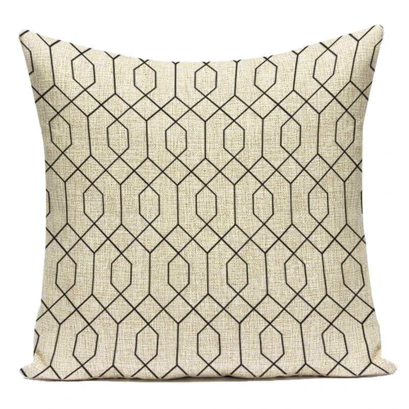 Federa Decorativa a Motivo Geometrico Bianco e Nero - Stile Moderno per Divano, Letto e Auto
