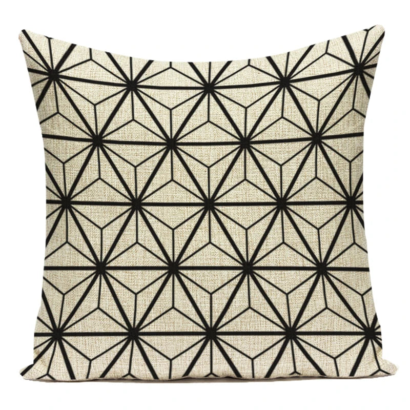 Federa Decorativa a Motivo Geometrico Bianco e Nero - Stile Moderno per Divano, Letto e Auto