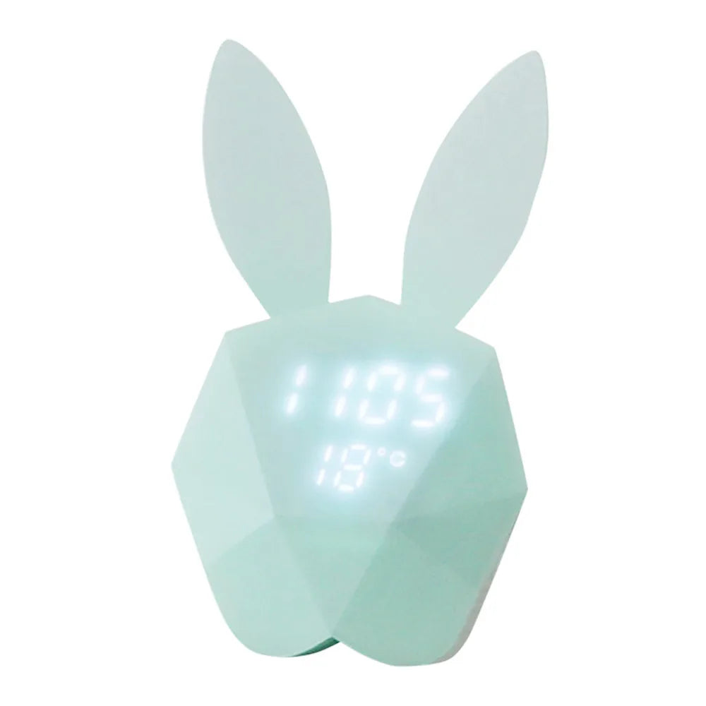 "BunnyTime™ - Sveglia Digitale a Forma di Coniglietto con Luci LED e Controllo Vocale"
