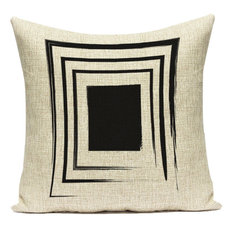 Federa Decorativa a Motivo Geometrico Bianco e Nero - Stile Moderno per Divano, Letto e Auto