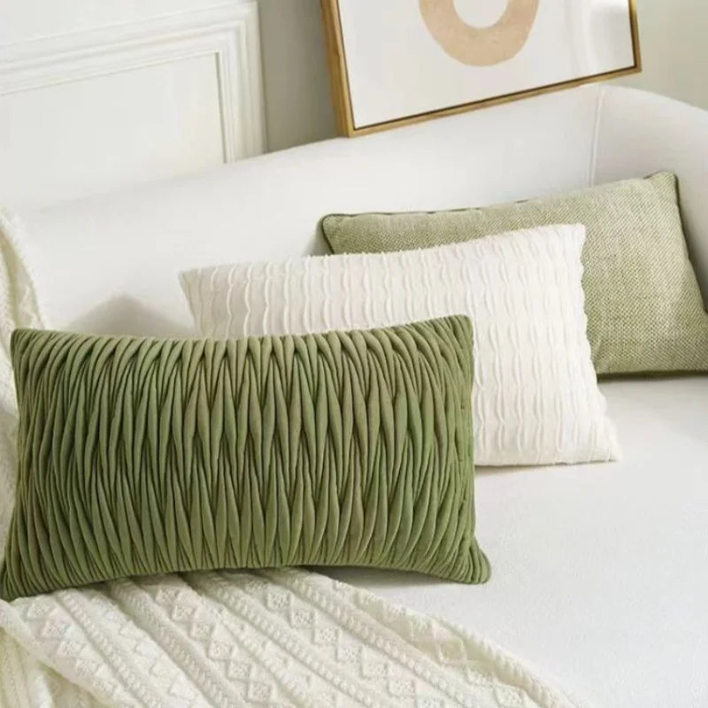 Federa per Cuscino Verde di Fascia Alta - Design Moderno con Texture Geometrica