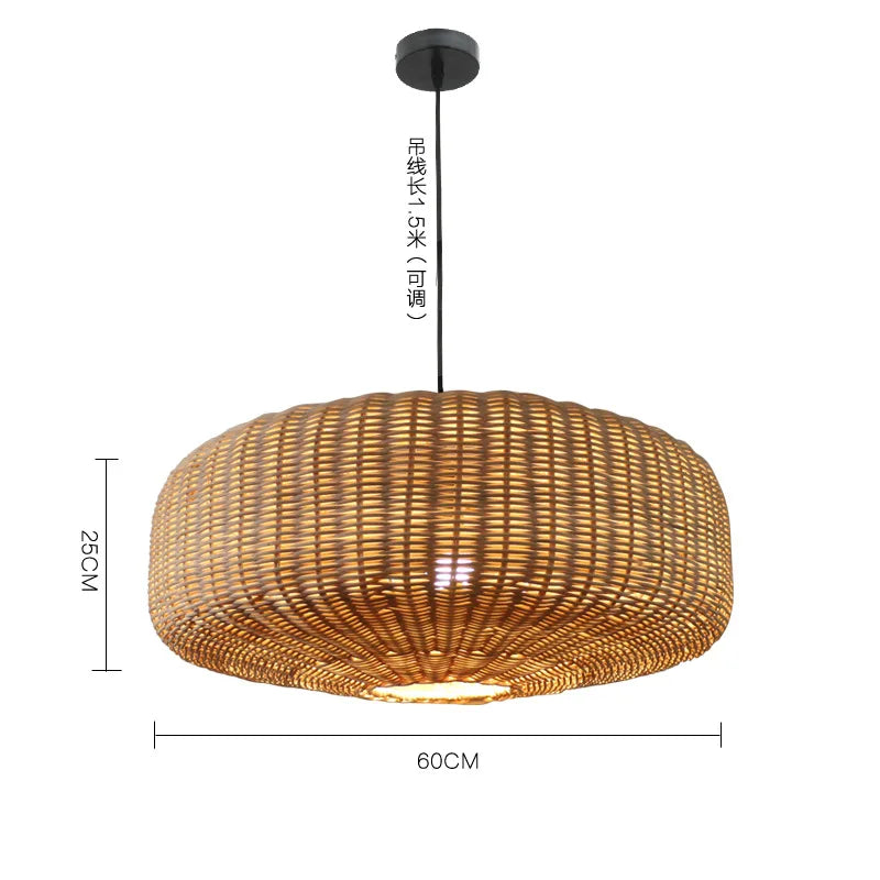 Lampada Wabi Sabi in Rattan - Design Giapponese Intrecciato a Mano