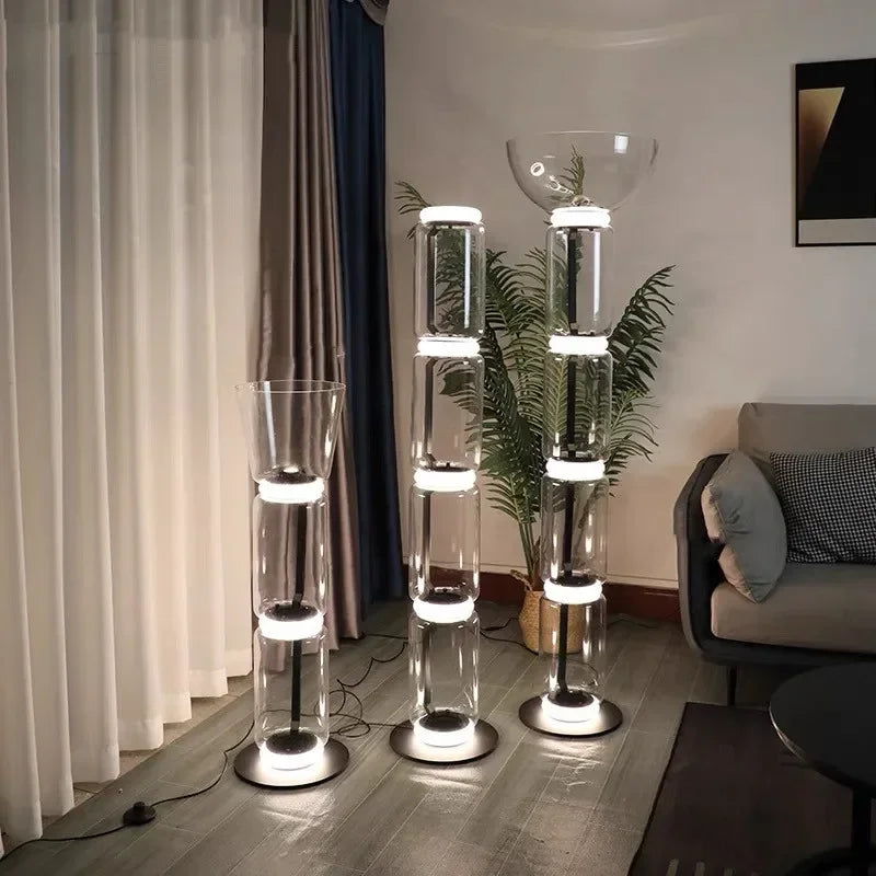 Lampada da Terra in Vetro di Design Italiano – Eleganza senza Tempo per la Tua Casa