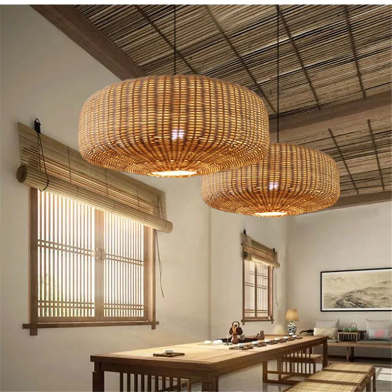 Lampada Wabi Sabi in Rattan - Design Giapponese Intrecciato a Mano