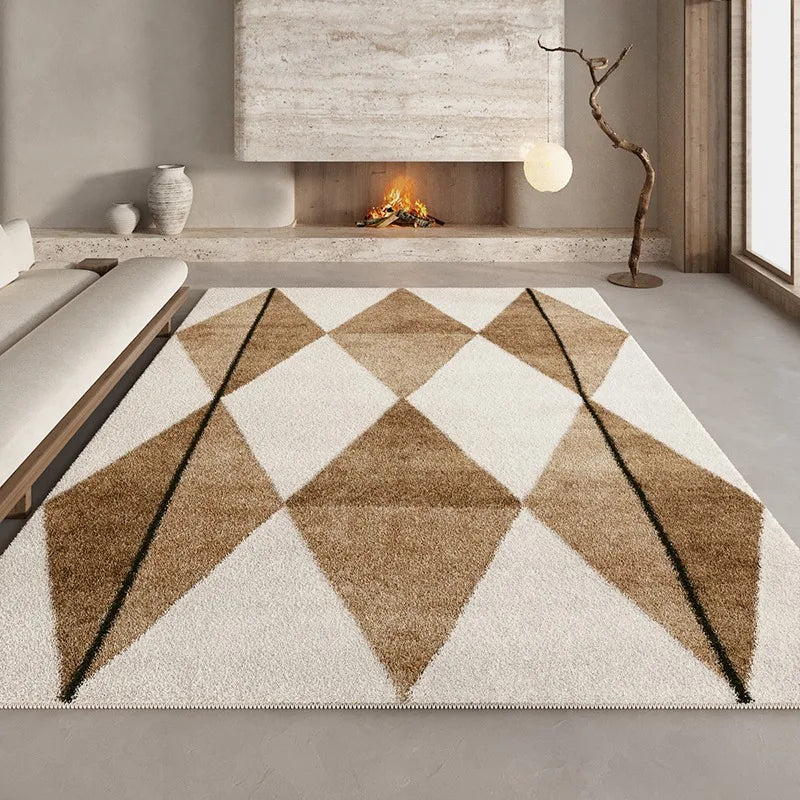 Tappeto Geometrico Crema e Marrone - Eleganza e Comfort per Ogni Stanza