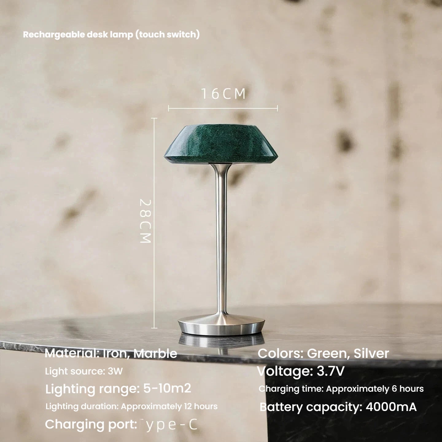 Lampada da Tavolo Luxury Marble Glass