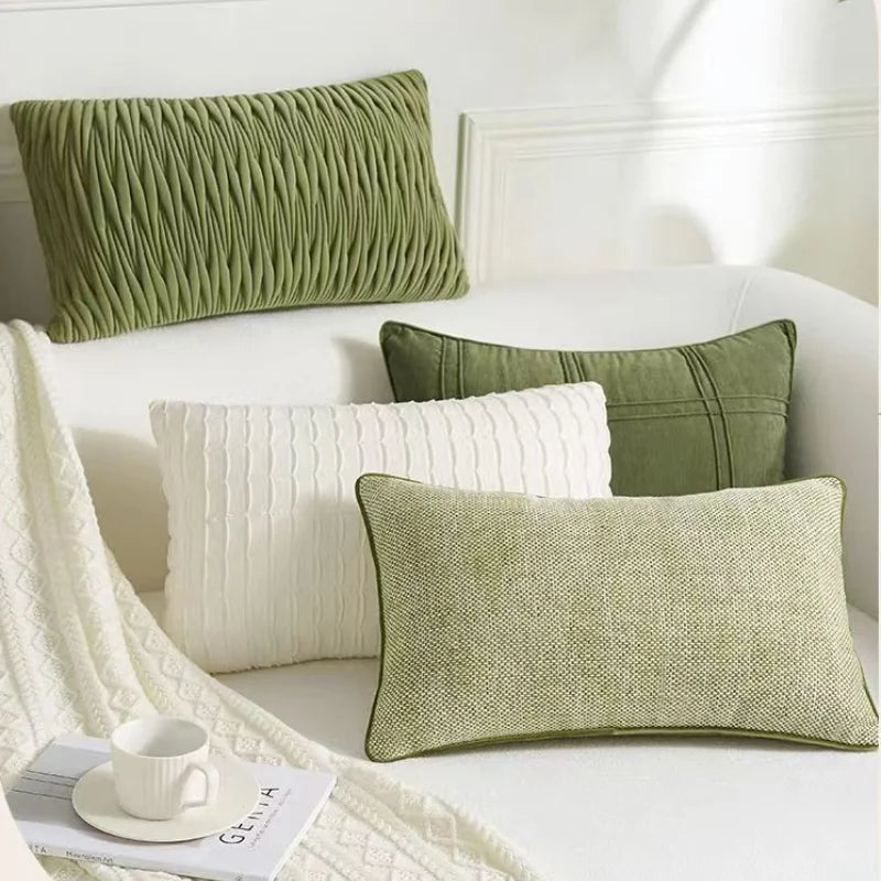 Federa per Cuscino Verde di Fascia Alta - Design Moderno con Texture Geometrica