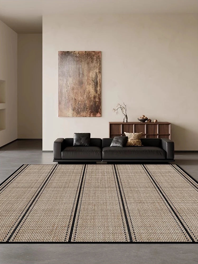 Tappeto Scozzese Artistico Beige e Nero - Eleganza e Comfort per Ogni Ambiente