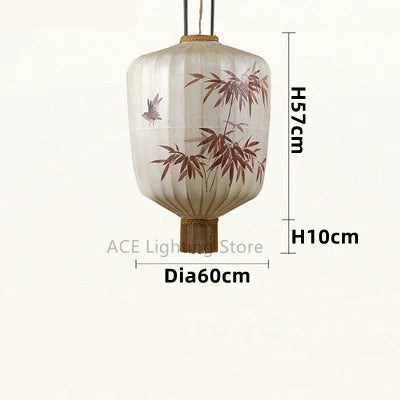 Lampada Lanterna in Tessuto Asiatico - Eleganza Retrò per Ogni Ambiente