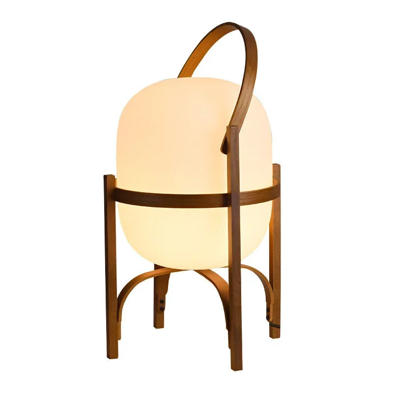 Lampada da Terra Nordica in Vetro e Legno - Eleganza e Stile Wabi-Sabi per Ogni Ambiente