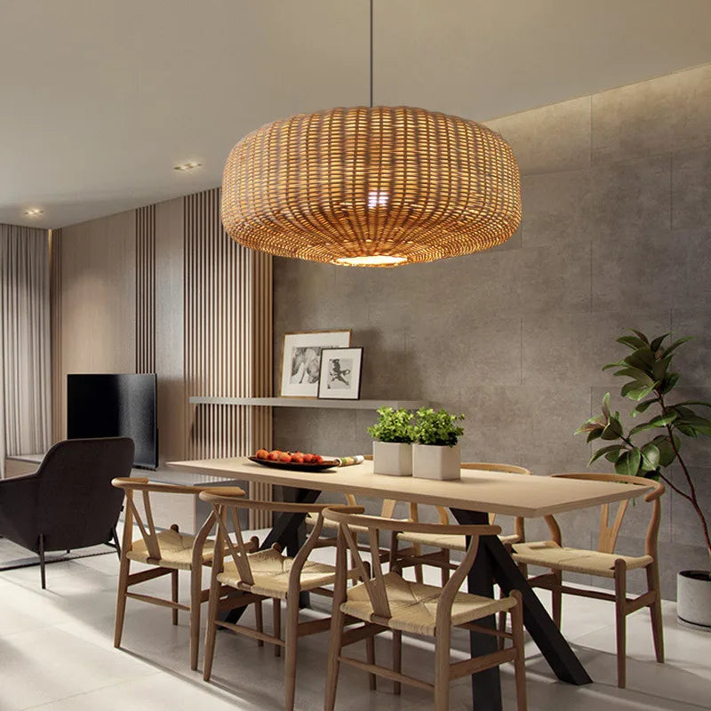Lampada Wabi Sabi in Rattan - Design Giapponese Intrecciato a Mano