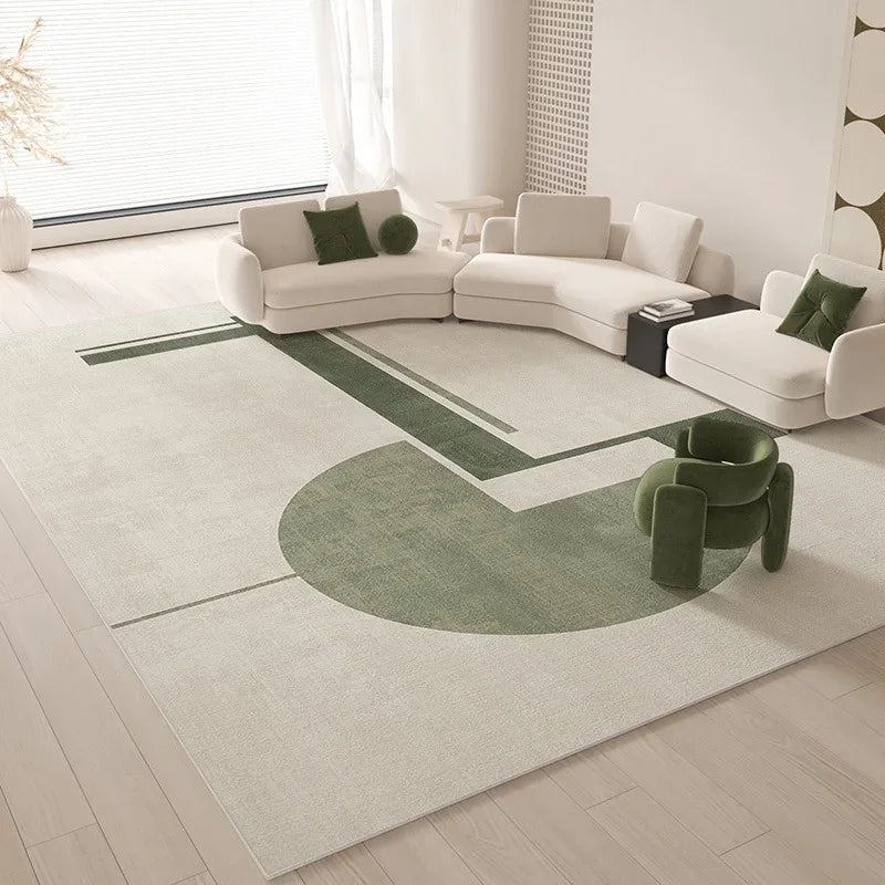 Tappeto Geometrico Verde - Eleganza e Comfort per il Tuo Soggiorno