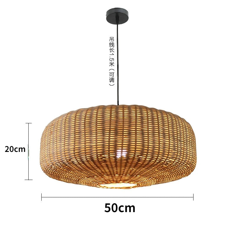 Lampada Wabi Sabi in Rattan - Design Giapponese Intrecciato a Mano