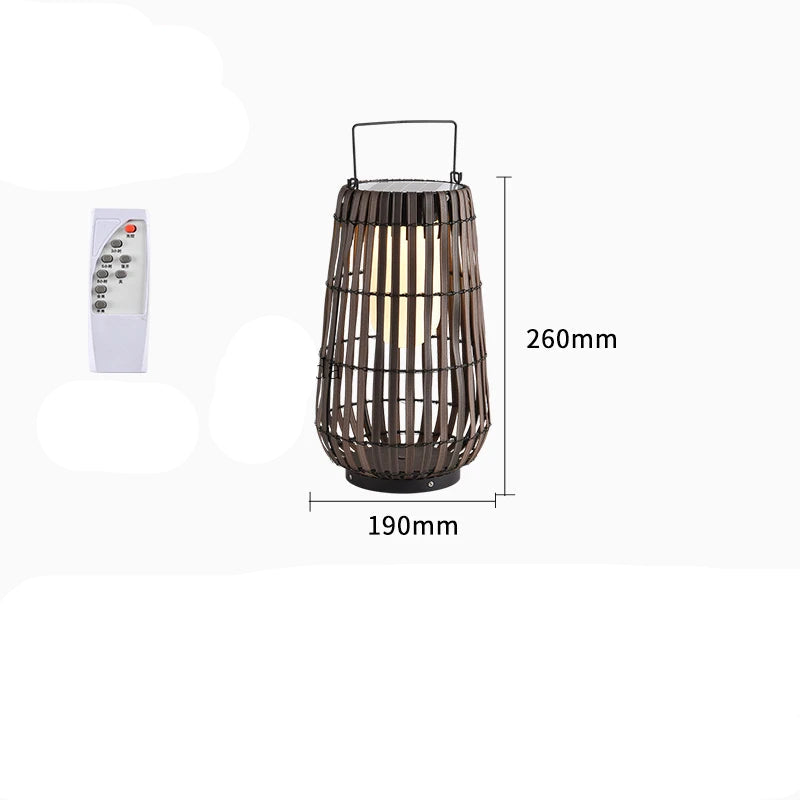 Luce Solare Portatile in Rattan per Atmosfere Eleganti
