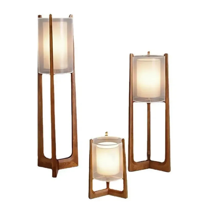 Lampada da Terra in Stile Giapponese - Design in Legno Massello e Tessuto per un'Atmosfera Zen